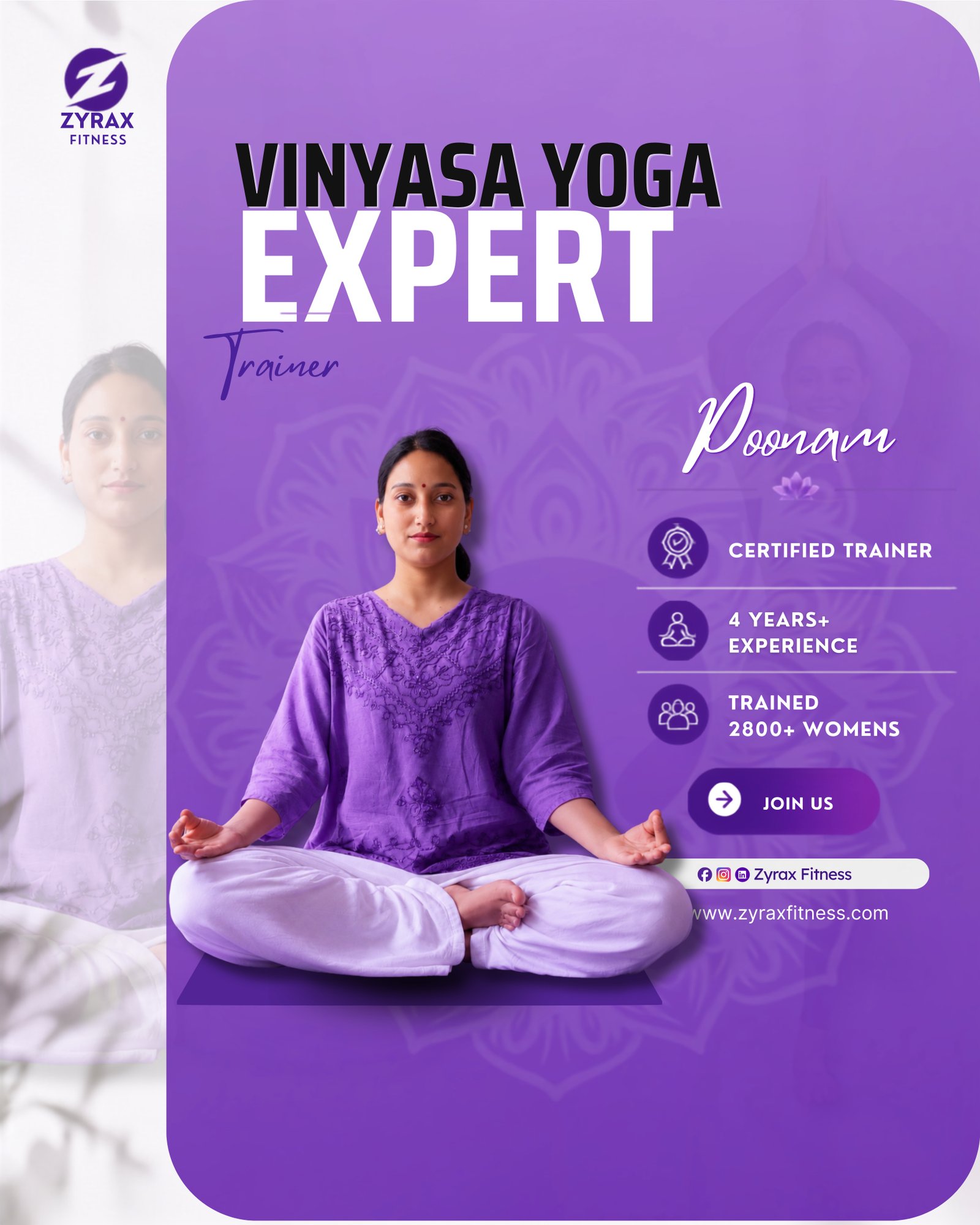 Poonam, Zyrax Yoga Expert Trainer